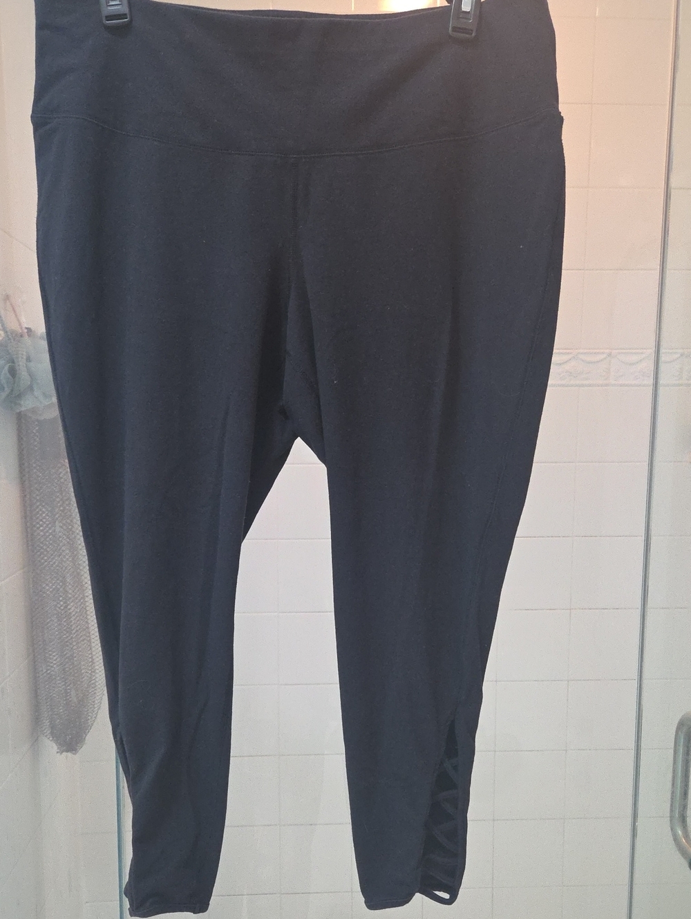Reebok Black Capri Active Leggings with Side Cutout Detail